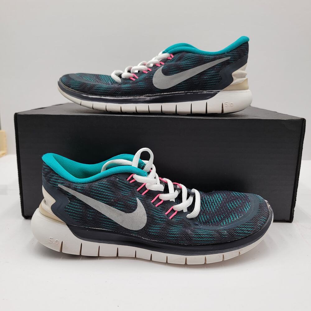 Nike Free 5.0 Womens 7.5 Running Shoes Black Teal Pink 749593-401 No Box